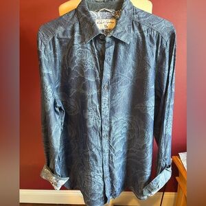 Robert graham navy floral classi fit shirt XL